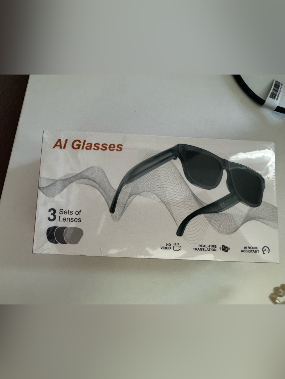 New in box, Ai Smart Glasses HD Video Recording, Voice Assistant, 3 Lens Sets